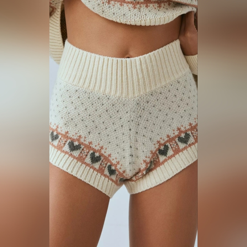Out From Under Women's Size XL Catching Feelings Fair Isle Print Micro Shorts